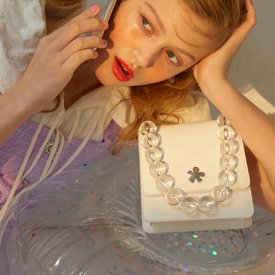 Акриловая цепь Для женщин Сумочка Роскошные из искусственной кожи Поясные сумки