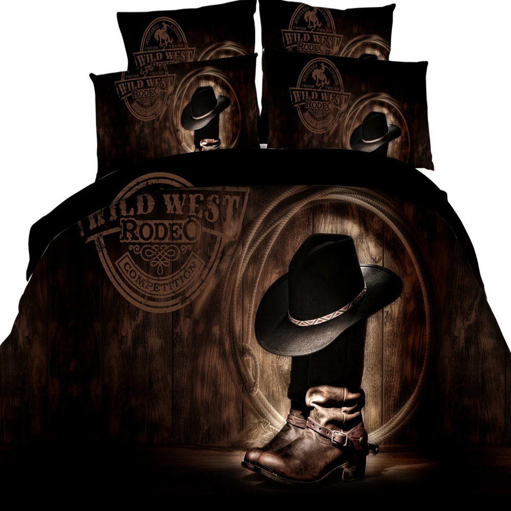 3D современный красивый ковбой на лошади с принтом черепа комплект постельного