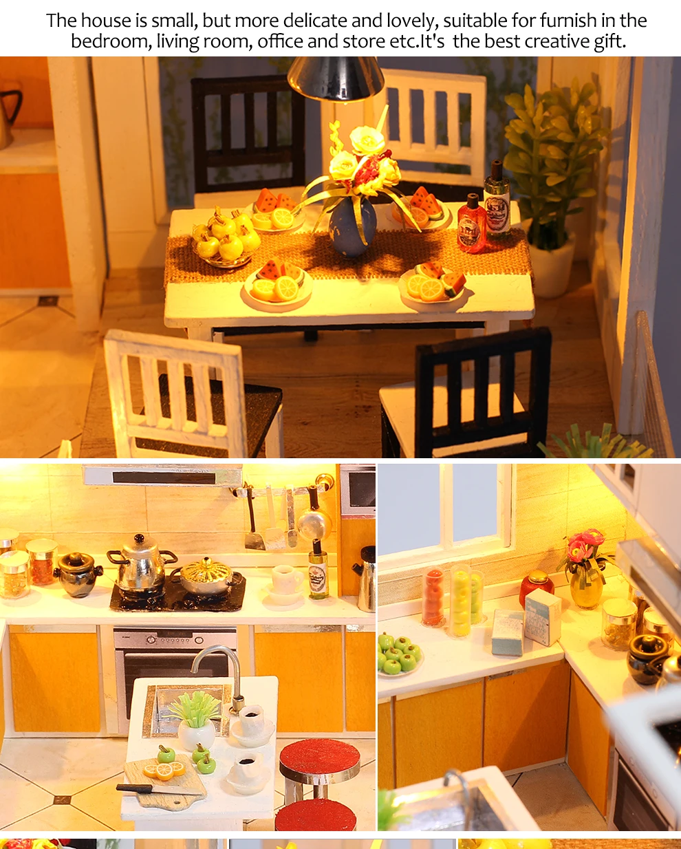 IiE CREATE Dollhouse K032 Livable Miniature DIY Kit с подсветкой и пылезащитным покрытием