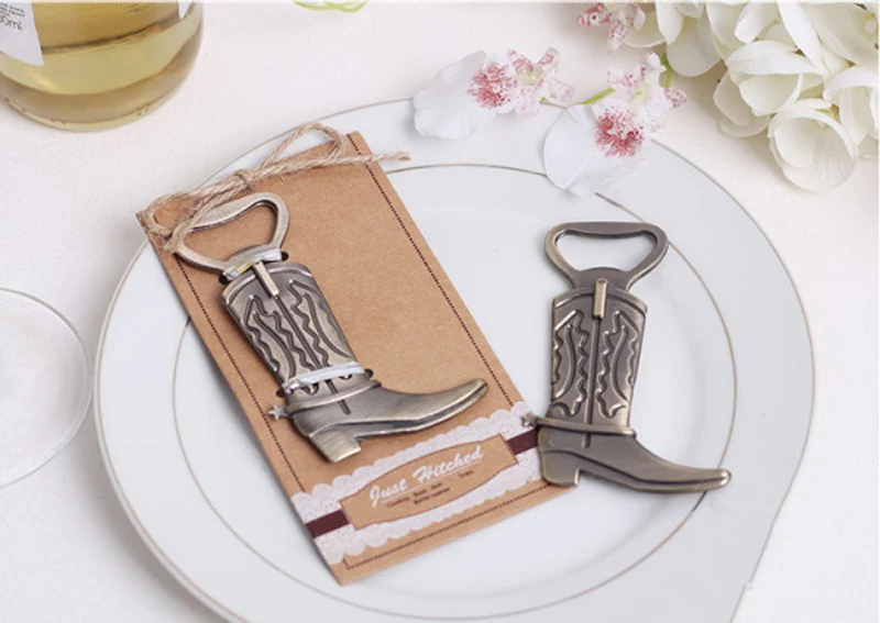100pcs/LOT NEW ARRIVAL High Quality Western Wedding Party Favors &quotJust Hitched&quot Cowboy Boot Bottle Opener FREE SHIPPING | Дом и сад