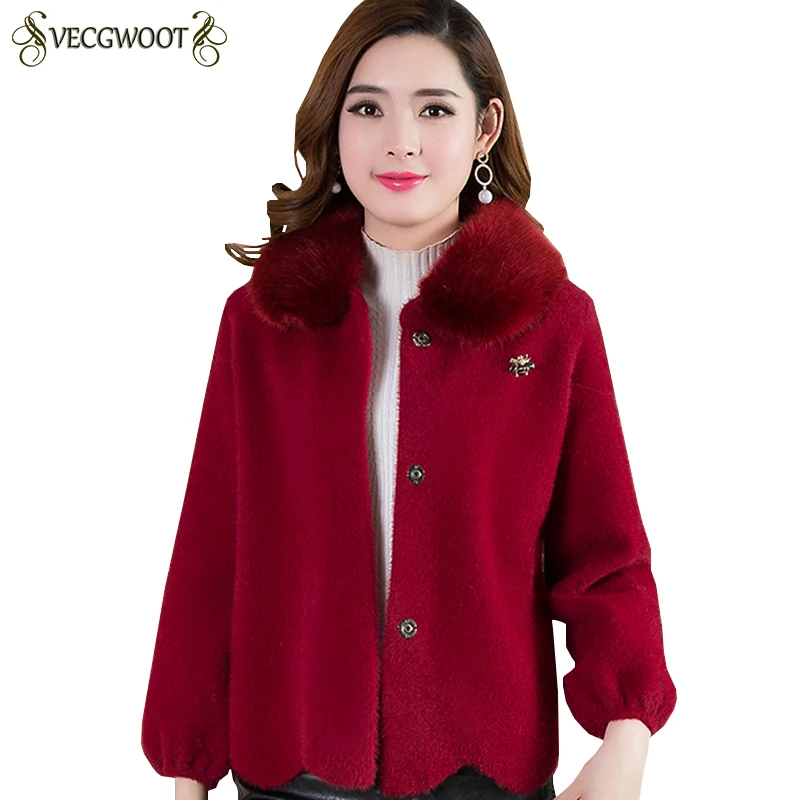 Новая осенне-зимняя шерстяная куртка женская короткая большого размера с