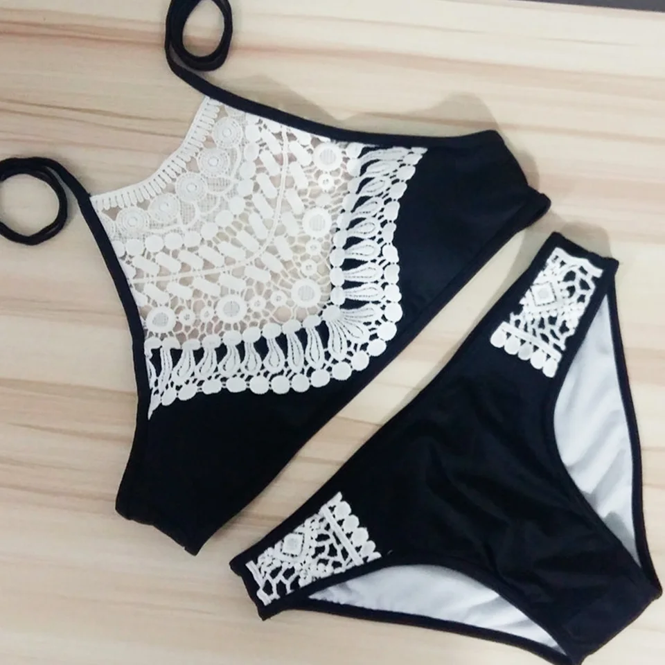 Высокий Топ с завязкой на шее кружевной купальник Maillot 2019 сексуальное бесшовное