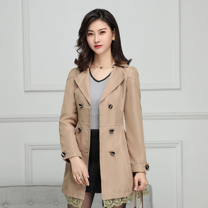 Женский двубортный Тренч BIUZKO элегантный облегающий в европейском стиле