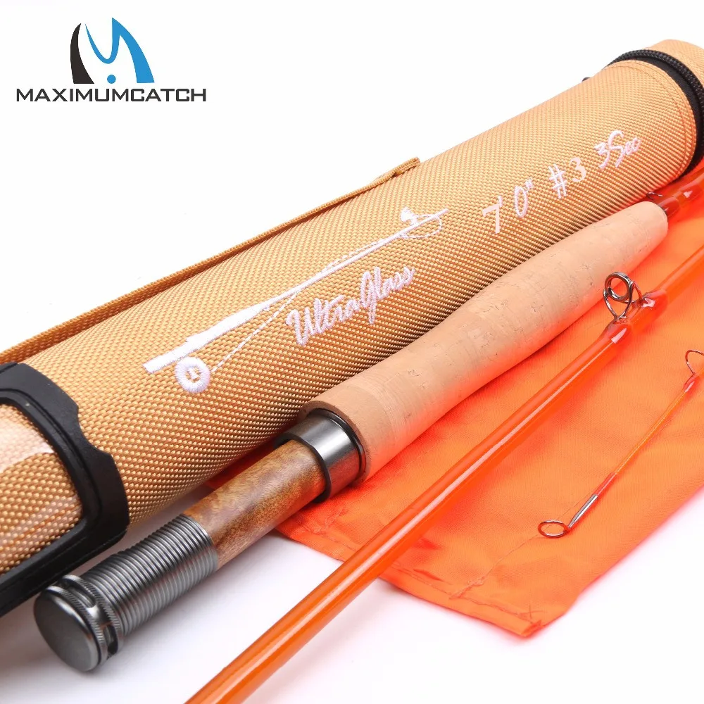 Maximumcatch Fiberglass Fly Rod S+ Fiberglass With Cordura Tube Moderate Action Fly Fishing Rod 7'0''/8'0''/8'6'' 3/4/5WT