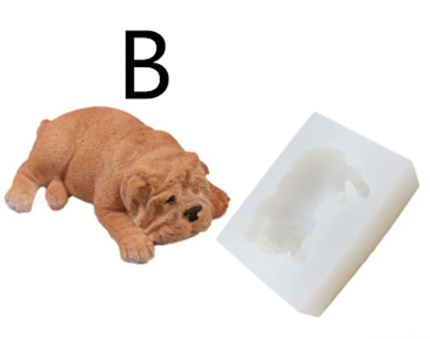 white B 3D силиконовые формы Шарпей 3D Мыло формочка щенок собаки формы силиконовые формы в виде животных Арома каменные формы k037 - Цвет: white B