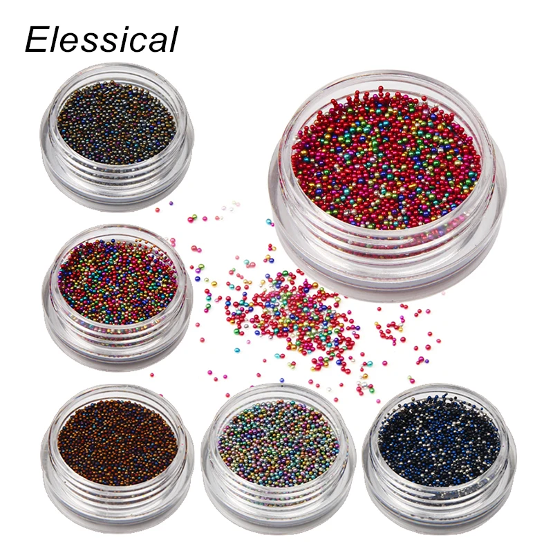 Elessical 6 шт./компл. 0,6-0,8 мм Красочные Стекло Икра штифт бусины комплект ювелирных изделий Блестящий декор для ногтей аксессуары 3D Для женщин Маникюр для кончиков ногтей WY639
