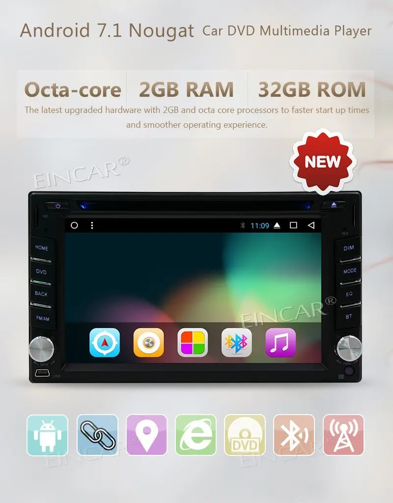 Восьмиядерный автомобиля Радио Стерео DVD/CD/USB/SD AM/FM стерео 6.2 "2din в тире видео
