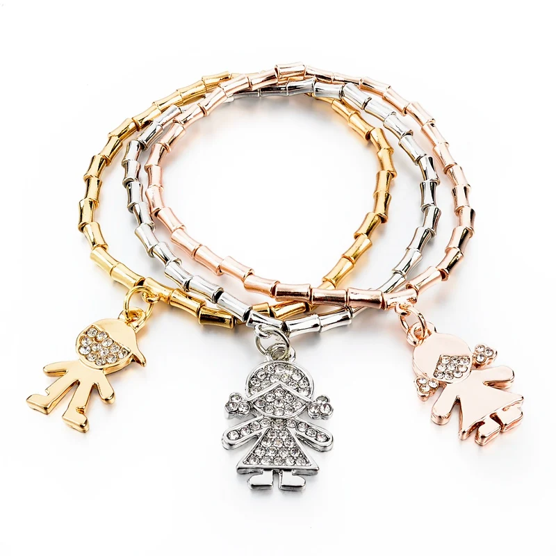 girl charm Питьевой воды высокой Qualiry с украшением в виде кристаллов Браслеты браслеты для Горячая распродажа; женская обувь цвета: золотистый, Цвет круглый эластичный браслет амулет pulseras SBR140632 - Окраска металла: girl charm
