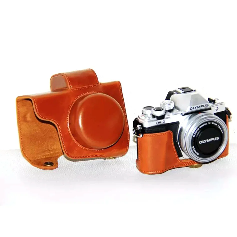 Чехол для камеры из искусственной кожи для Olympus E-M10 Mark II EM10 II MarkII(Объектив 14-42 мм) высокое качество+ защитный чехол с ремешком