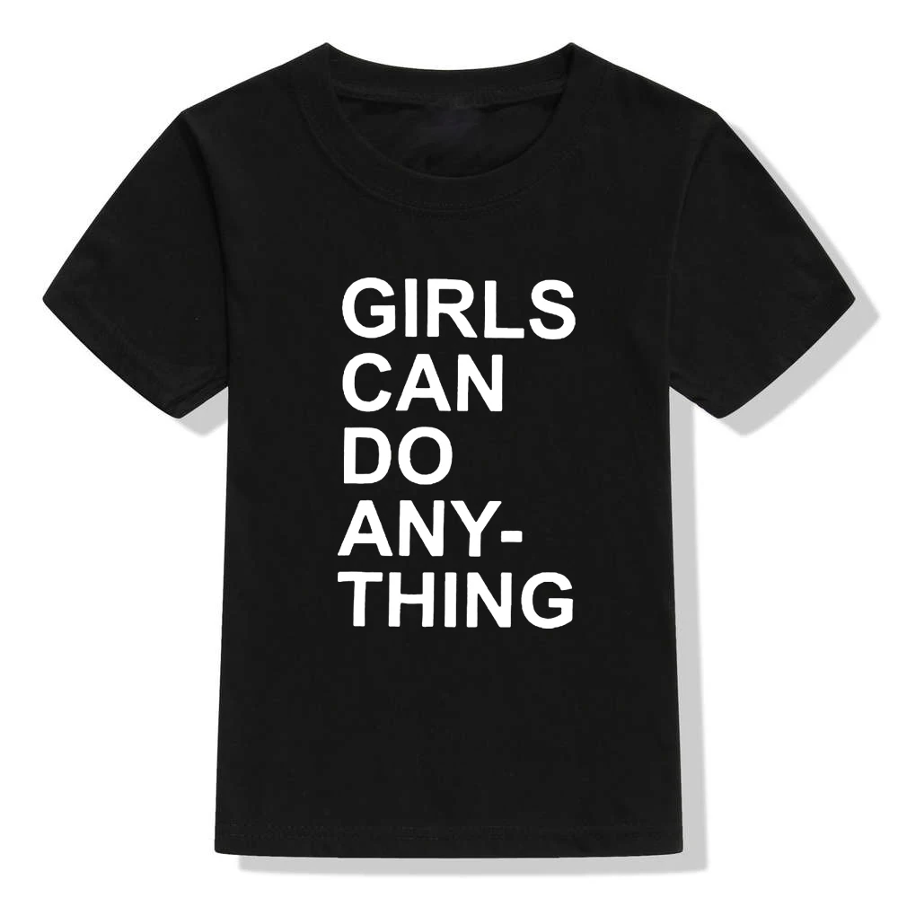 Детская футболка для девочек с надписью «Can Do Anything Feminist» Детская летняя одежда футболка с короткими рукавами для маленьких мальчиков и девочек футболки для девочек с надписью «power»