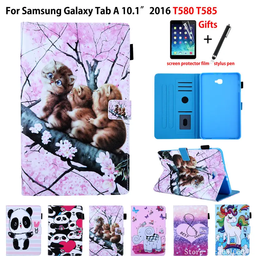 SM-T585 мультфильм чехол для Samsung Galaxy Tab A a6 10," T580 T585 SM-T580 SM-T587 T585N защитный чехол-подставка чехол для телефона+ подарок
