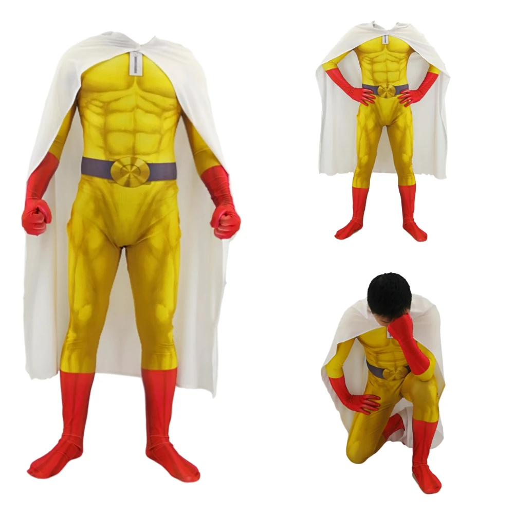 Детский костюм для косплея аниме ONE PUNCH MAN Saitama Zentai комбинезон|Костюмы аниме| |