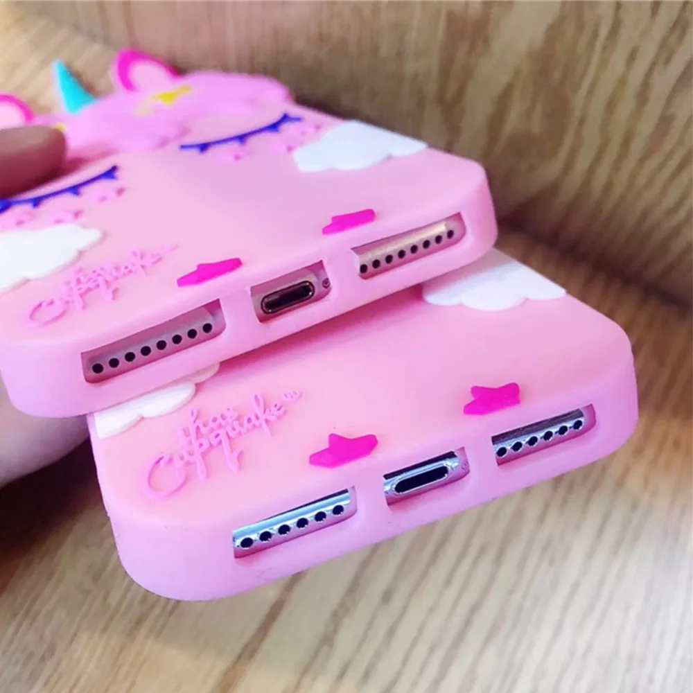 Чехол для iPhone 5S 6 6S 7 8 Plus X мягкий силиконовый чехол телефона с 3D рисунком единорога
