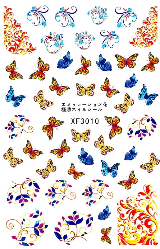 XF3010 3D милый дизайн ногтей украшение Япония цветок любовь девушка ногтей наклейки с подсолнухами наклейка лист наклейка перо японский дизайн ногтей - Цвет: XF3010