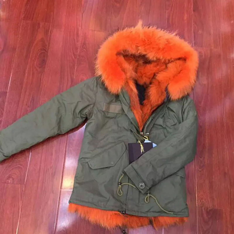 

New arrival fashion design Orange real wolf fur woman jacket