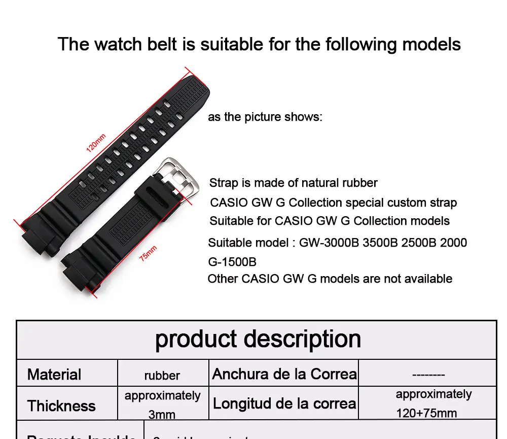 Пряжкой смолы ремешок мужские часы аксессуары для Casio GW-3000B 3500B 2500B 2000 G-1500B водонепроницаемый резиновый ремешок Смотреть band