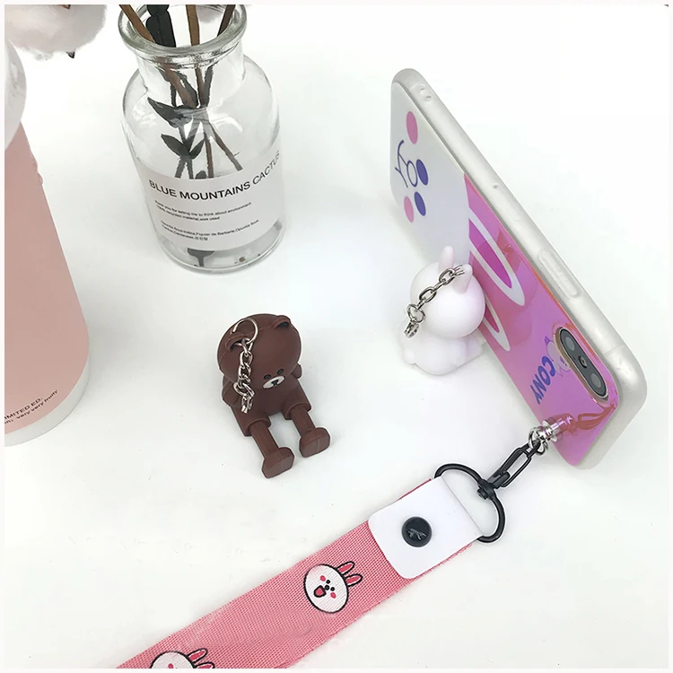 Case For Apple iPhone X XS Cute Cartoon rabbitcover for 6 6S plus 7 8 bear case phone cover+Toys +Strap |