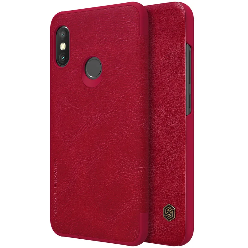 Красный Чехол-книжка для телефона Xiao mi Red mi 7 6 Pro Nillkin Qin, кожаный чехол, Роскошный деловой чехол для Xiao mi Red mi 7 6 Pro mi A2 Lite Nilkin, задняя крышка - Цвет: Красный
