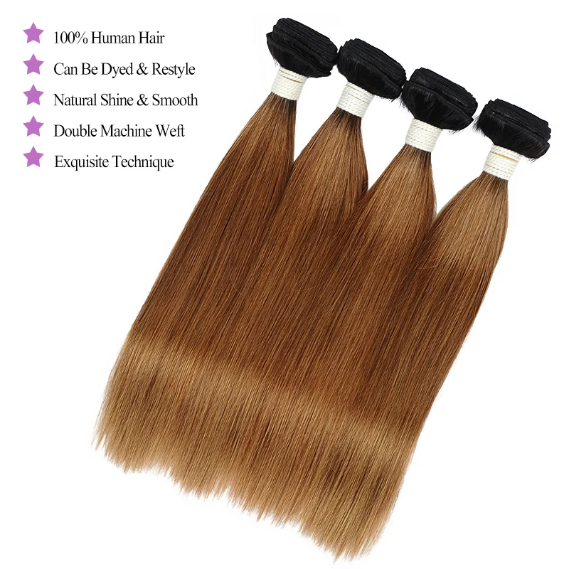Shining Star Hair 3 Ombre Bundles With Closure 1B 30 Gold Blonde Human Peruvian Straight Non Remy | Шиньоны и парики