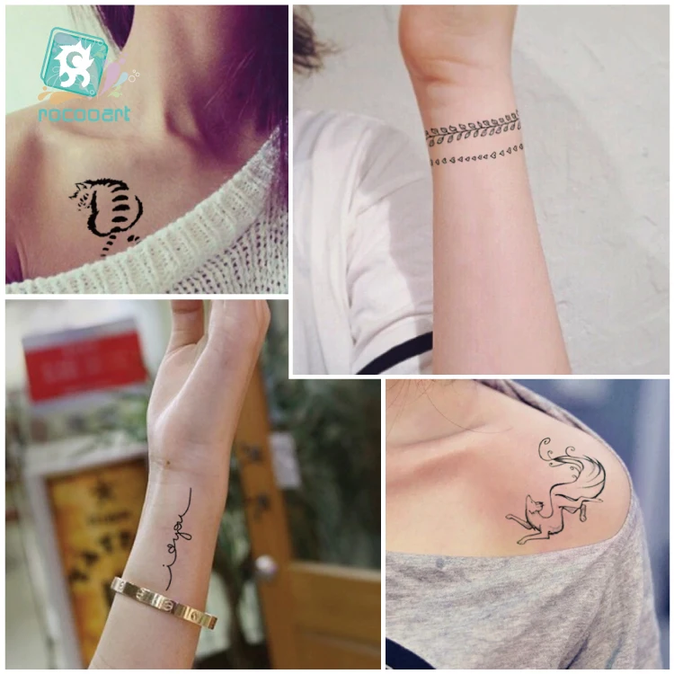 

HC Series Female Sexy Clavicle Cat Wrist Green Leaf Fake Tattoo Sticker Free Bird Fly Design Waterproof Temporary Tattoo Sticker