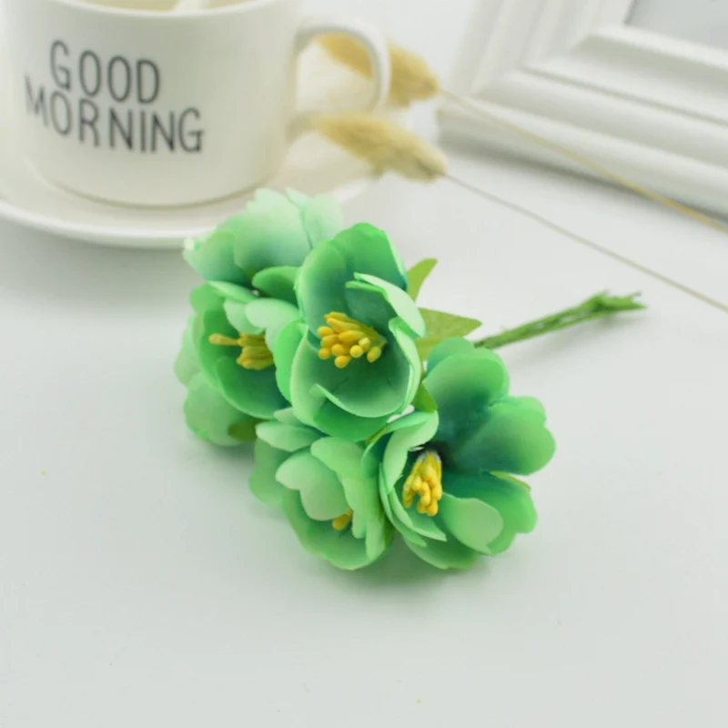 Дешевые шелковые строительные цветы для свадебного украшения 6 шт. 3 см