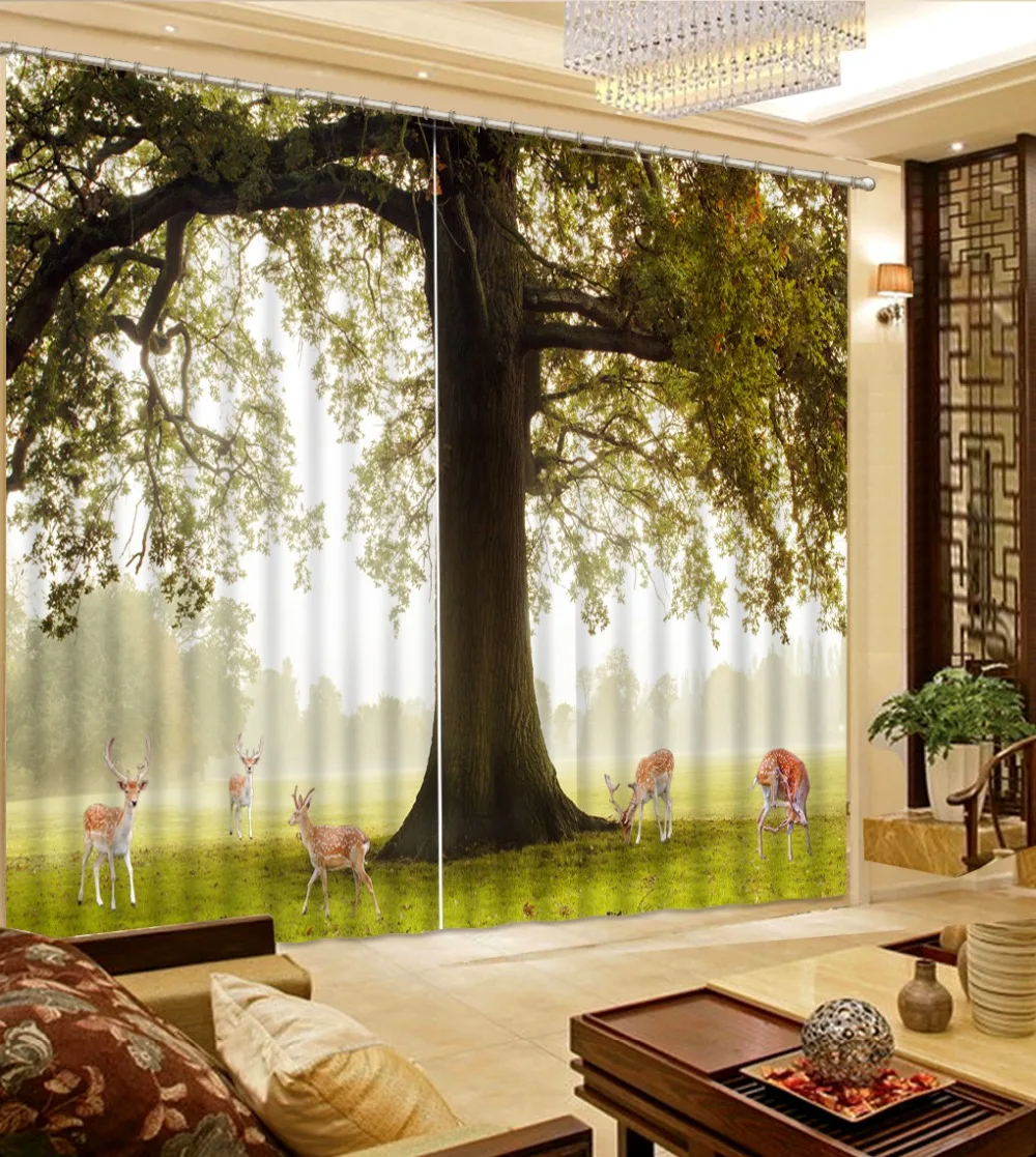На заказ любой размер занавески для жизни большое дерево животное олень
