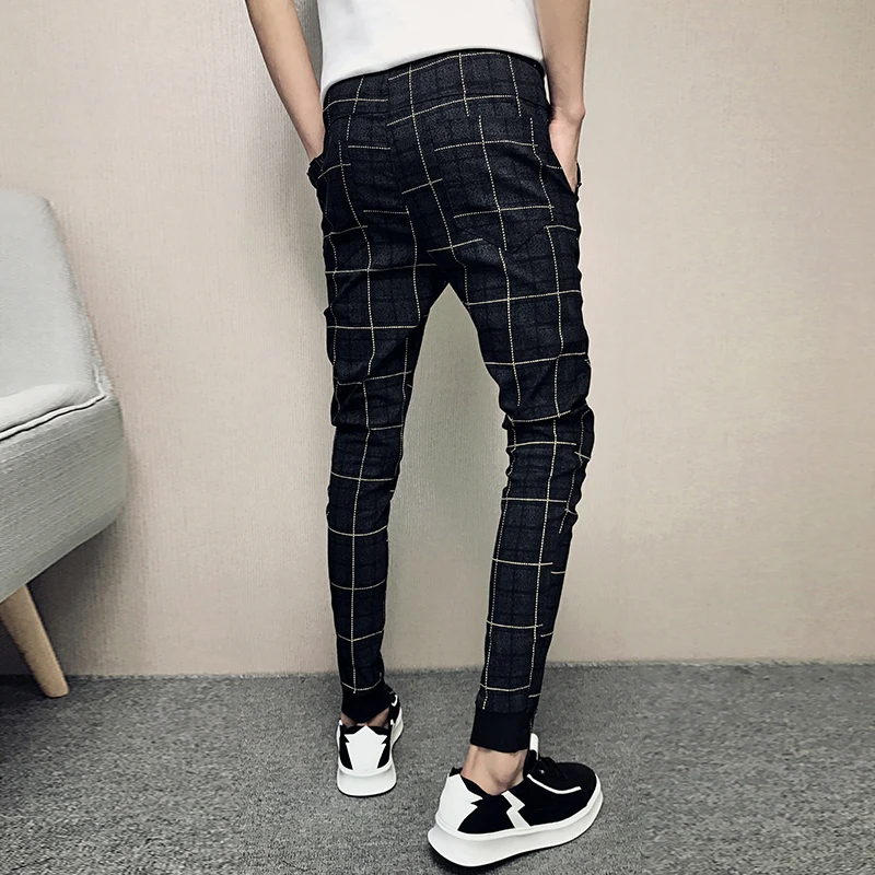 New Pants Men Slim Fit British Plaid Mens Fashion High Quality 2019 Summer Casual Young Man Hip Hop Trousers Male Hot Sale | Мужская