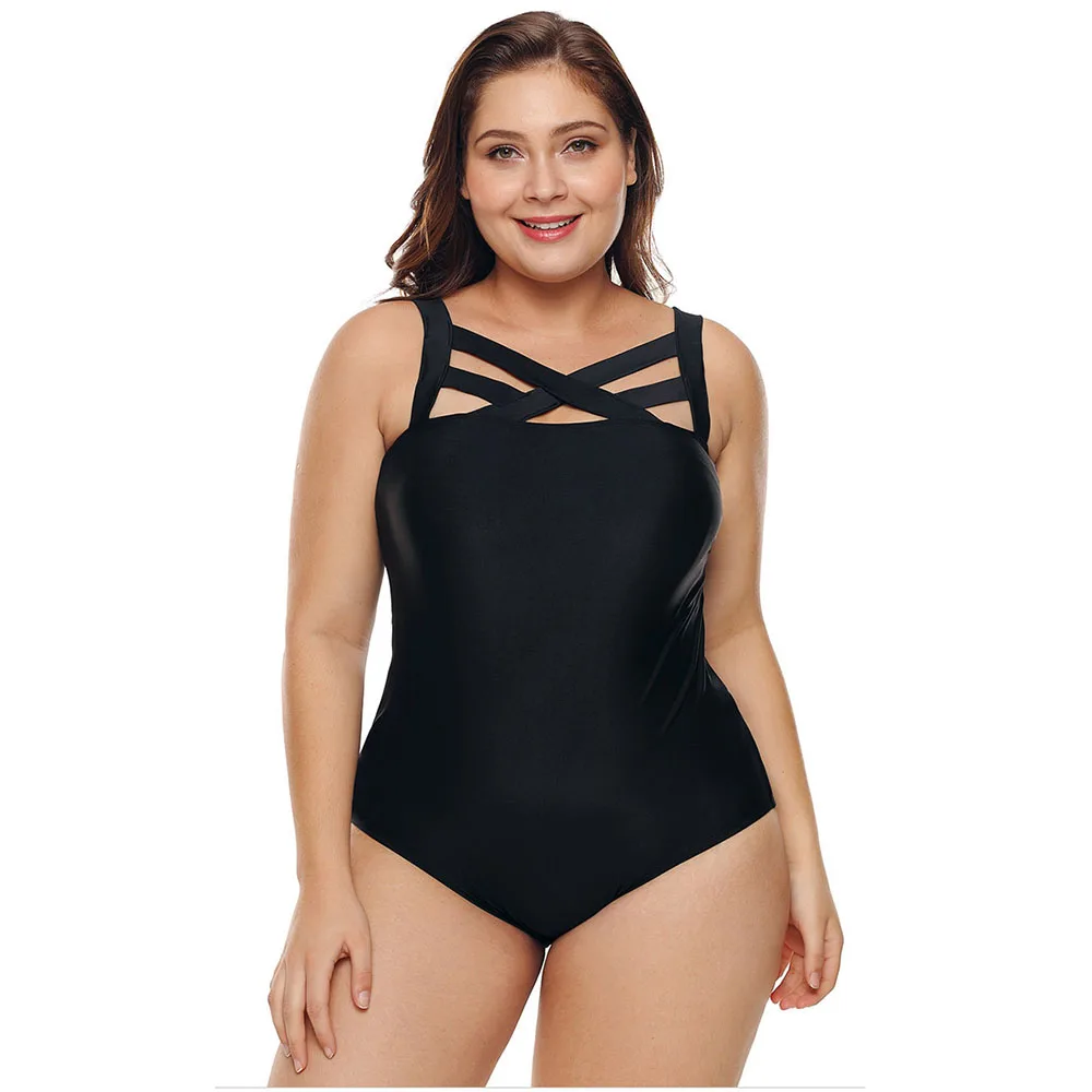 Большой размер женский купальник 2019 новый черный перекрестный пляжная одежда