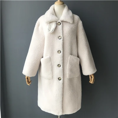 White Adult Long MAOMAOFUR шерстяное пальто зимняя новая модная длинная одежда женское теплое меховое пальто без рукавов Женская качественная куртка из овечьего меха - Цвет: White Adult Long