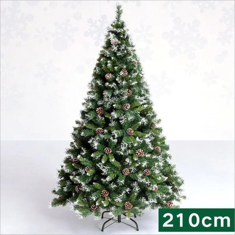 210cm Комплект одежды с рисунком рождественской елки 120 см/150 см/180 см/210 см Снежинка шишка Рождественская елка Роскошные зашифрованные автоматический дерево с утолщённой меховой опушкой, для дома - Цвет: 210cm
