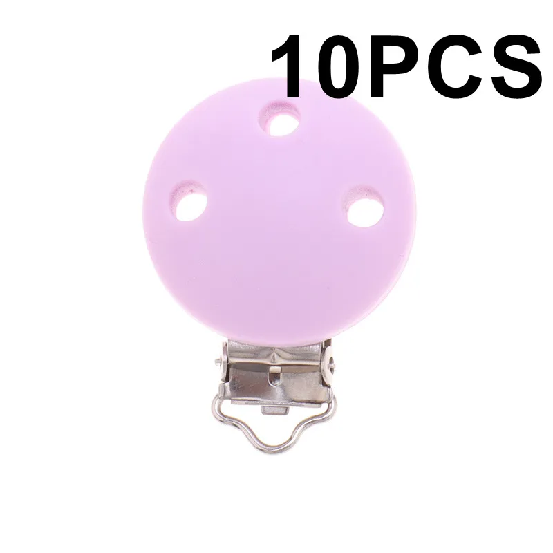 Round Sweet Lilac 36 10 шт. круглые силиконовые клипсы для соски BPA бесплатно соска для младенцев застежки Прорезыватель зубов ожерелье держатель соски DIY украшение в виде мыши - Цвет: Round Sweet Lilac 36