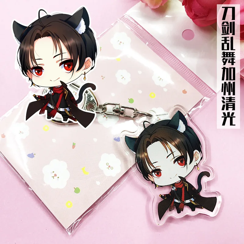 1 шт. 6 см аниме брелок Аниме Touken Ranbu Online Munechika Nakigitsune Kogitsunemaru Doubleside брелоки с принтом