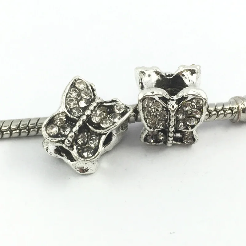 Полный кристалл бабочка большая дыра сплава очарование Европейский Бусины Fit