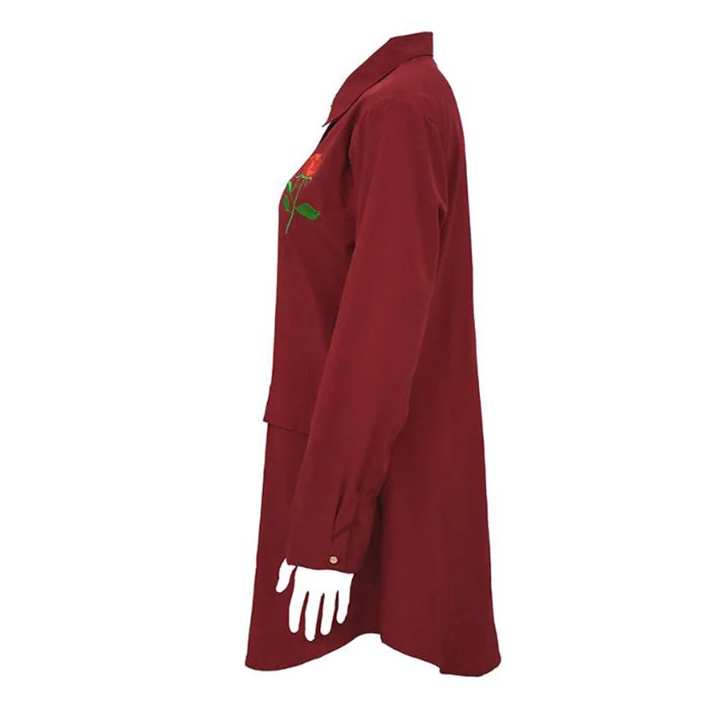 Женская блузка с длинным рукавом и цветочной вышивкой | одежда