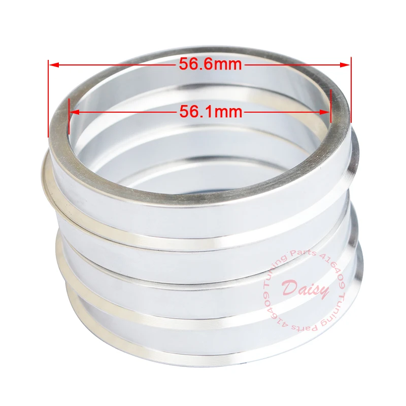 (4pcs/lot) ID=56.1mm OD=56.6mm Aluminum Car Wheel Hub Spigot Rings (56.1-56.6)