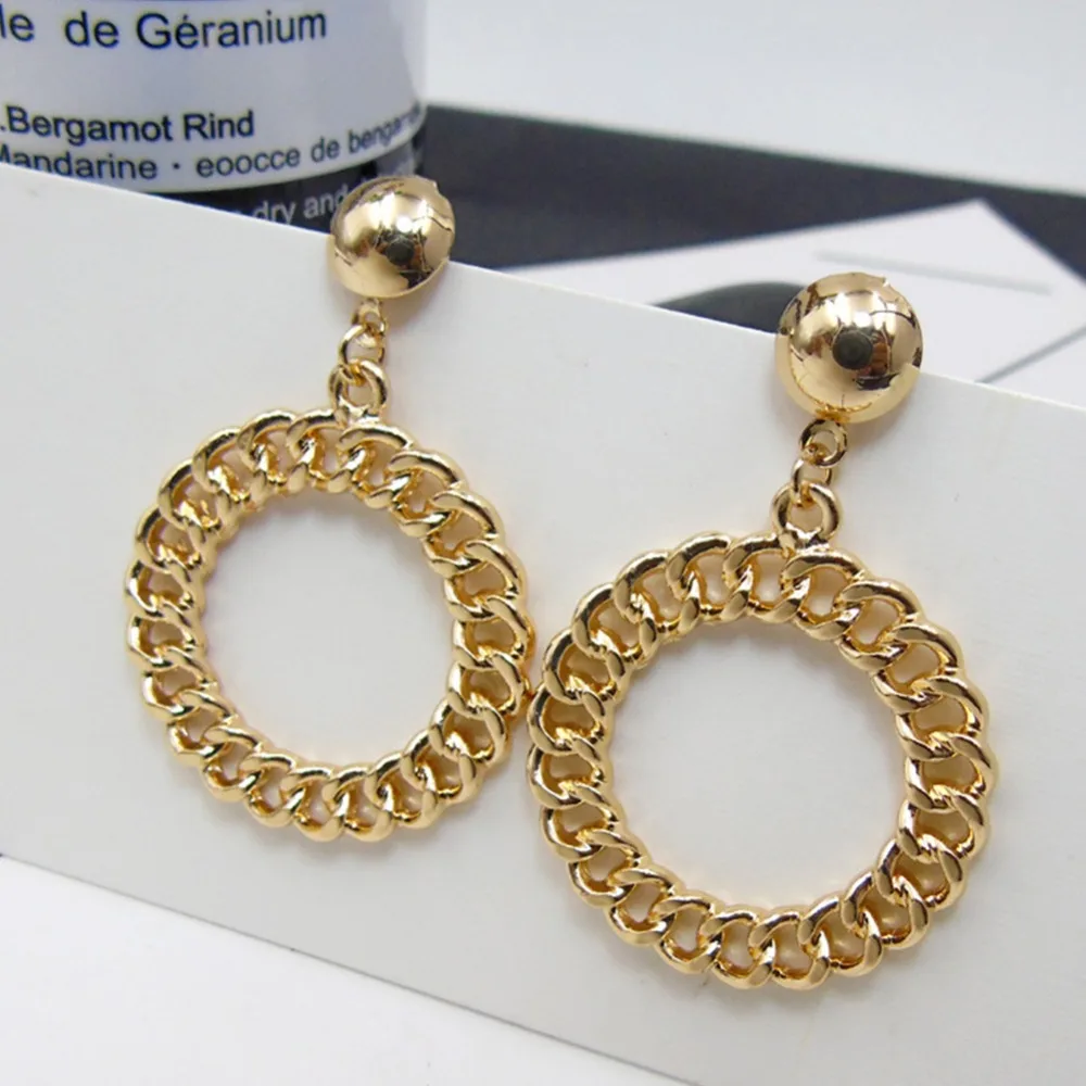 New Arrival Hip Hop Simple Chain Big Gold Hoop Earrings for Women Circle Brincos Jewelry #273871 | Украшения и аксессуары