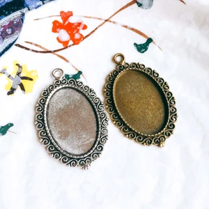 5 шт.лот 20x30 мм ожерелье с подвеской античная бронза серебряный цвет стеклянный кабошон Пустые Базовые принадлежности для ювелирных изделий T161