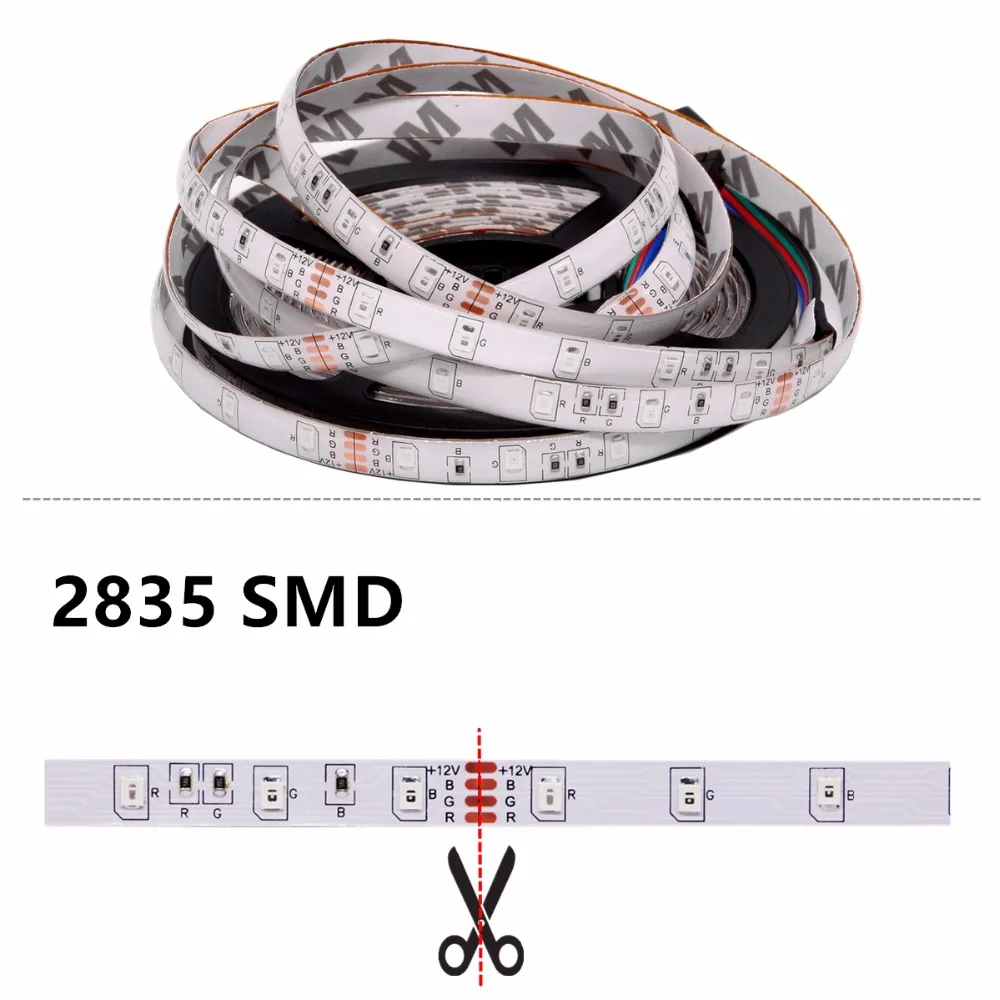 RGB Светодиодная лента 2835 Водонепроницаемая 5 м 10 DC12V Fita неоновая 12 В гибкая ledstrip с