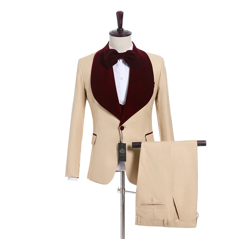 

New Arrival Men Suits One Button Groomsmen Shawl Lapel Groom Tuxedos Wedding/Prom Best Blazer ( Jacket+Pants+Vest+Tie) A11
