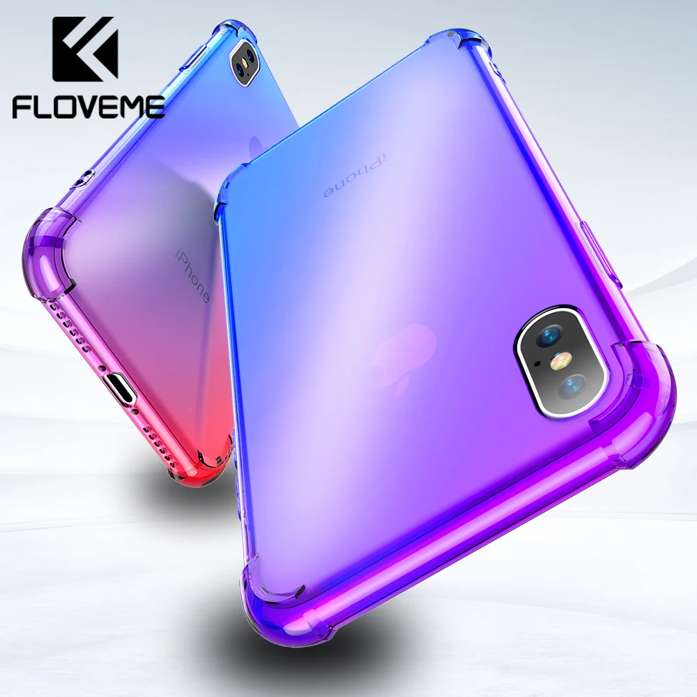 Мягкий силиконовый чехол FLOVEME из ТПУ для Apple iPhone X 10 антидетонационный Прозрачный