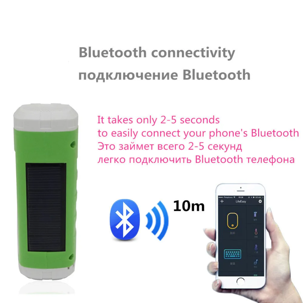 Aniwk Солнечной Bluetooth Динамик Портативный Беспроводной СВЕТОДИОДНЫЙ Фонарик TF