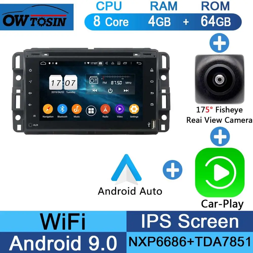 Fisheye Carplay n A " ips 1024*600 8 ядерный 4G+ 64G Android 9,0 автомобильный dvd-плеер для GMC Yukon Sierra Tahoe передняя фара для Chevy Express Impala Cobalt Equinox DSP радио - Color: Fisheye Carplay n A