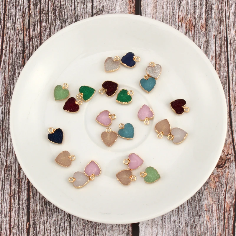 2 шт. 12 мм неровное сердце полимерный камень серьги подвески для чокера украшения