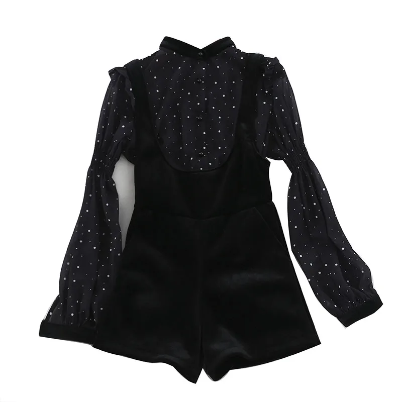 Женский комплект из двух предметов Свободная шифоновая рубашка в горошек +