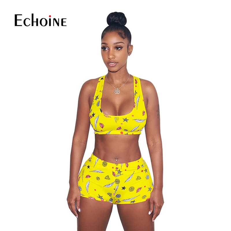 Женский спортивный костюм с принтом в виде листьев губ укороченный топ на