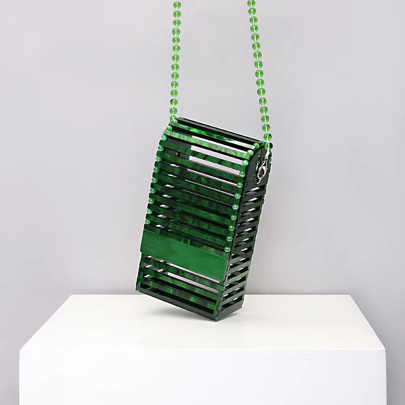 Небольшой свежий тканый мобильный телефон Bolsa Feminina через плечо женские сумки для рук для женщин акриловое мини-коробка клатчи жемчуг зелёный кошелёк