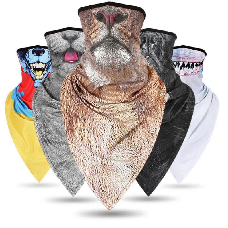 Длинный шелк льда Быстросохнущий треугольный шарф маска животного