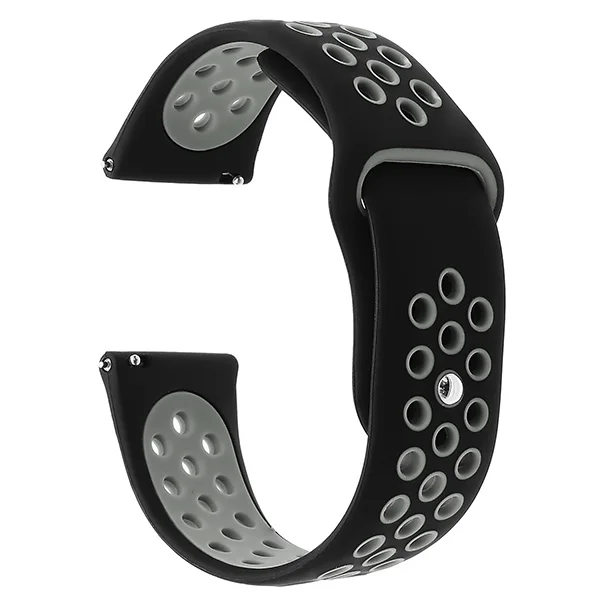 Black Grey Двойная цветная силиконовая резина Ремешок для часов 20 мм 22 мм для Garmin Vivoactive3 vivomolove Fenix Chronos ремешок для часов с быстросъемным ремешком - Цвет ремешка: Black Grey