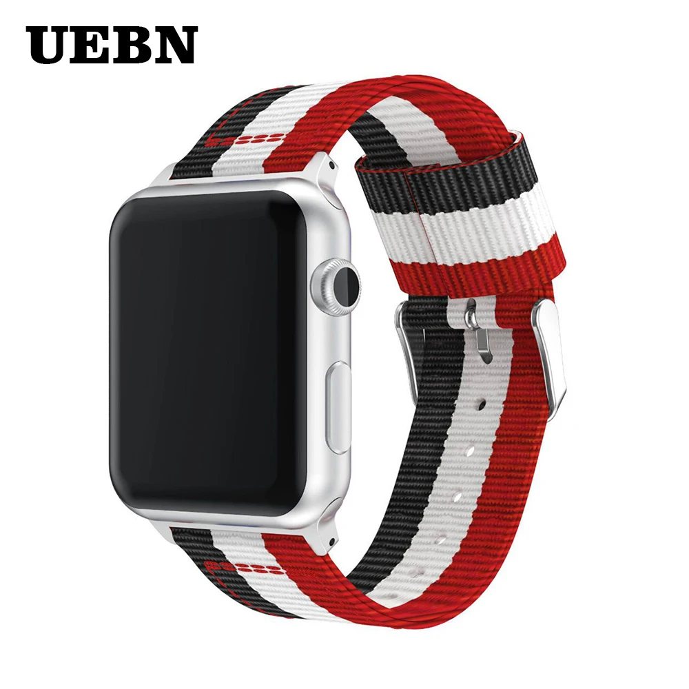 Ремешок UEBN для apple watch series 4 3 2 1 нейлоновый браслет с металлической пряжкой