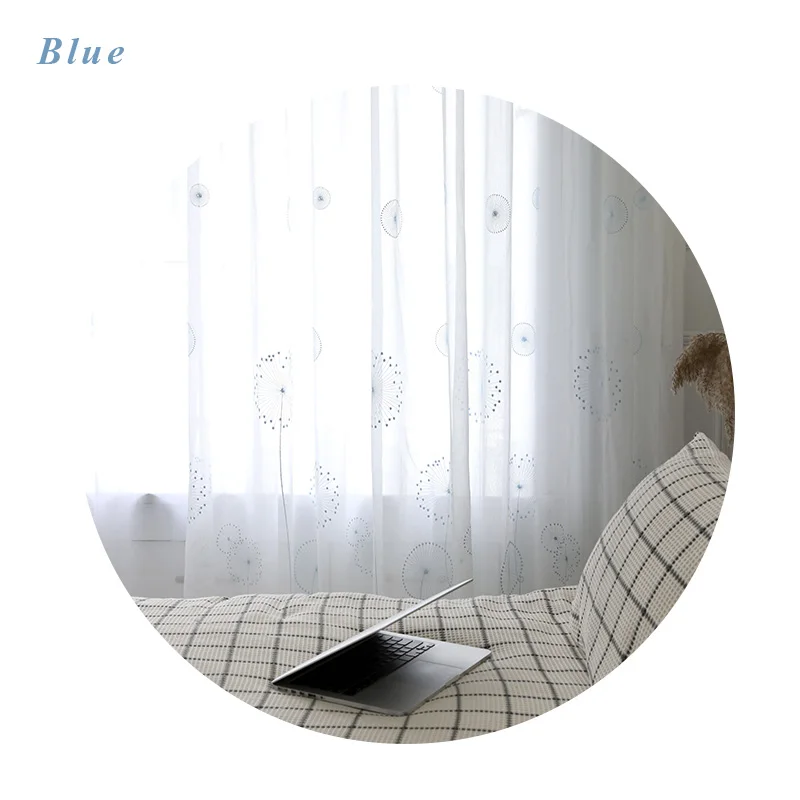 Blue Chicity домашний декор, тюль, занавески для гостиной, вышитый Одуванчик, тюль для спальни, мягкий тюль для кухни на заказ - Цвет: Blue